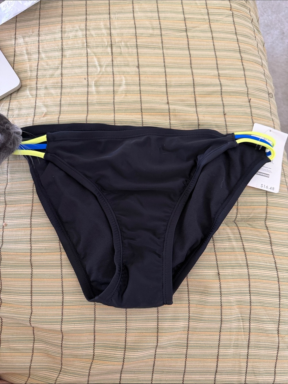 Danskin Women’s  Black Swim Brief with Neon Accent Straps